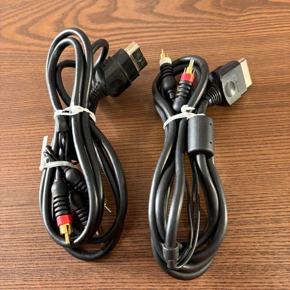 Microsoft‎ Xbox AV Cable Composite RCA Original OEM 2 Pack Black Excellent